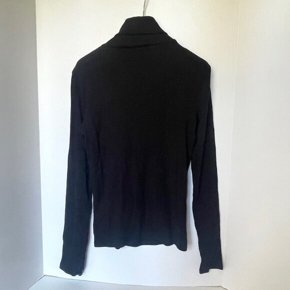 Theory Naneik Black Ribbed Turtleneck Sweater Large NWT Stretch Designer Knit - Picture 6 of 9